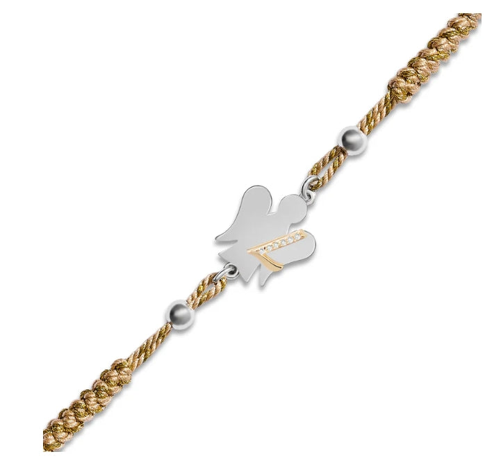 Bracciale Donna Argento 925 Roberto Giannotti Cordino con Angelo e lettera L