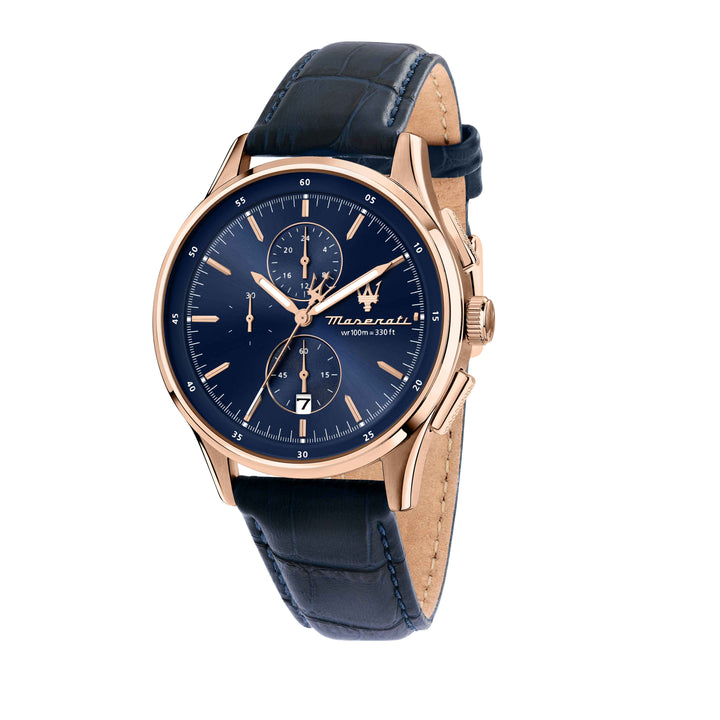 Orologio Uomo Maserati Acciaio Rosè Pelle Blu Cronografo Data R8871624009