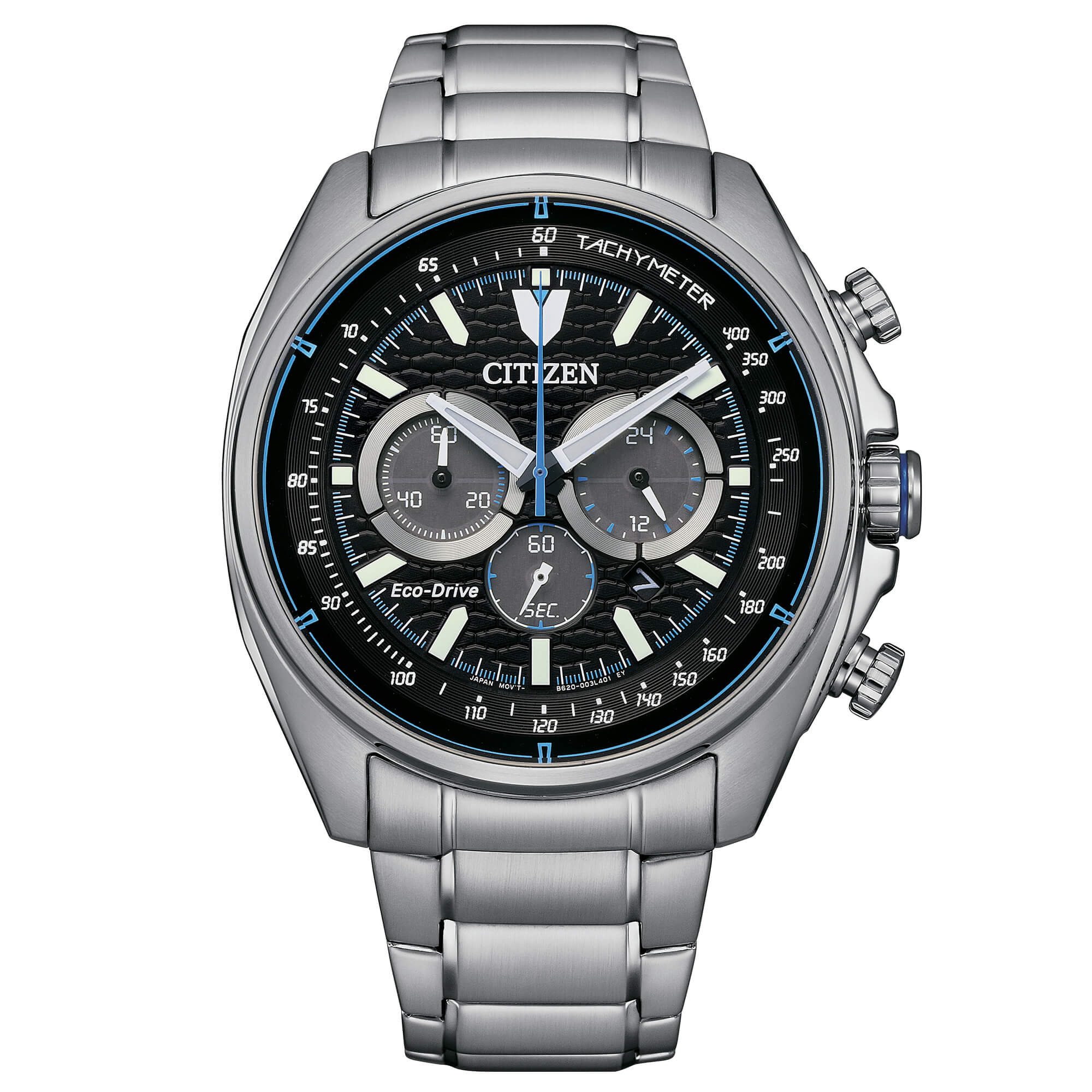 Orologio Uomo Citizen Eco Drive Cronografo Aviator Data Acciaio Nero CA4560-81E