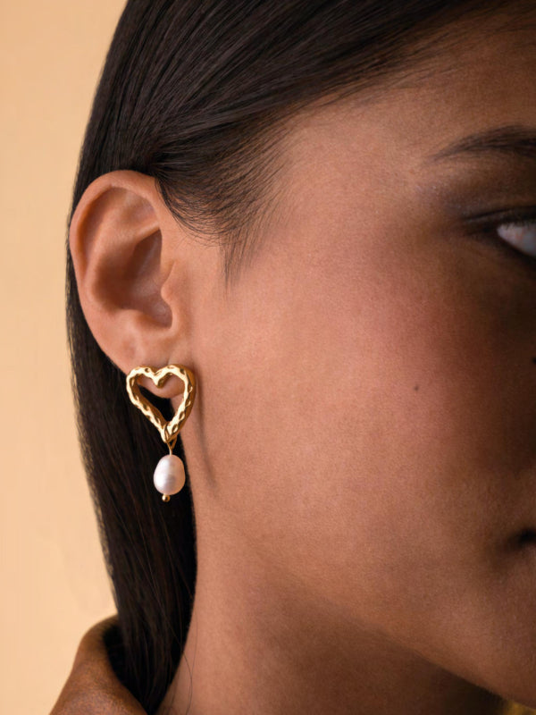 Orecchini Donna 4US Cesare Paciotti Acciaio Perle Cuori 4UOR8170W