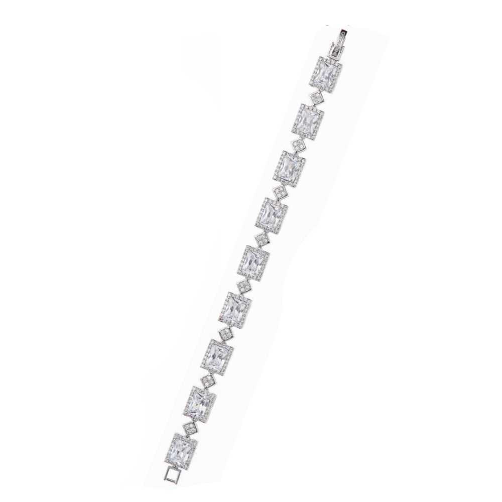 Bracciale Donna Ottaviani Bronzo Argentato Tennis Zirconi Carrè 500911B
