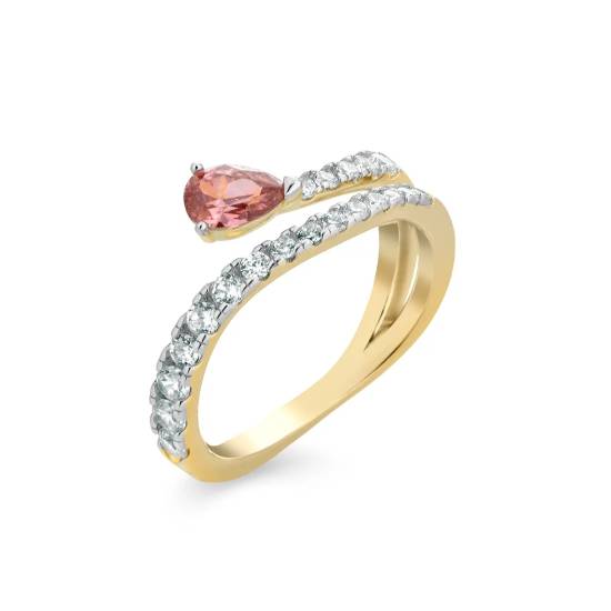 Anello Goccia Donna Laura P. Argento 925 Zirconi Bianchi Rosso AN0246GRS/14