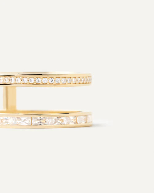 Anello Donna PDPaola Argento Dorato 925 Fascia Aperta Zirconi AN01-A11-12