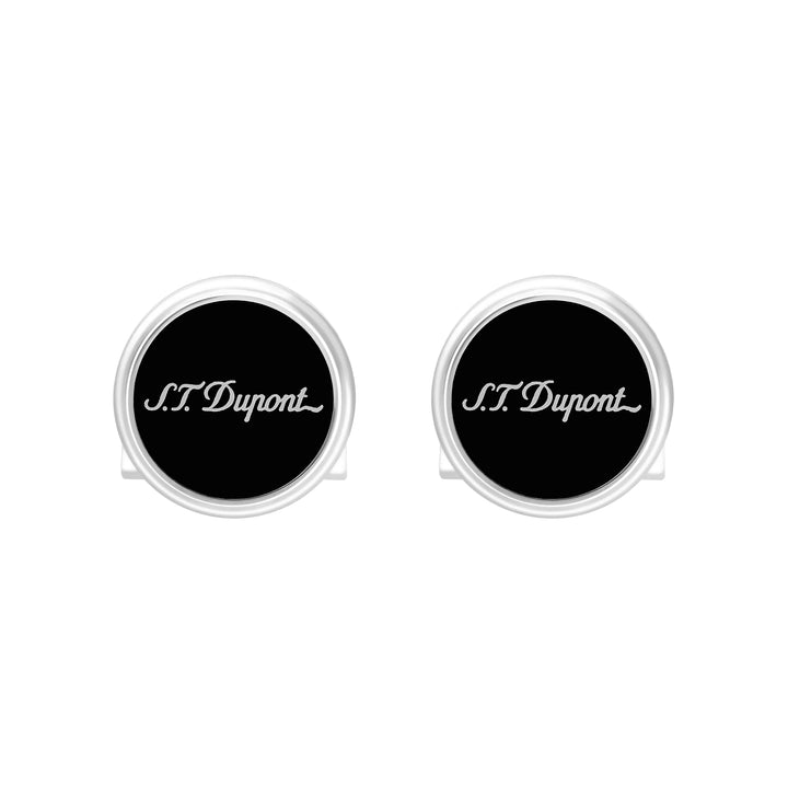 Gemelli Uomo Dupont Acciaio Smalto Nero Logo 005832