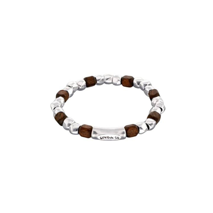 Bracciale Uomo Uno De 50 Sfere Placcato Argento Cristallo Murano Marrone PUL2586MARMTL0L