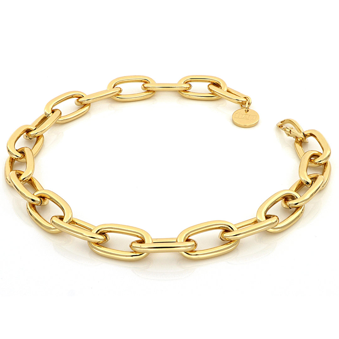 Collana Donna Unoaerre Bronzo Dorato Lucido Catena Maglia Ovale Mis 50 cm 1764