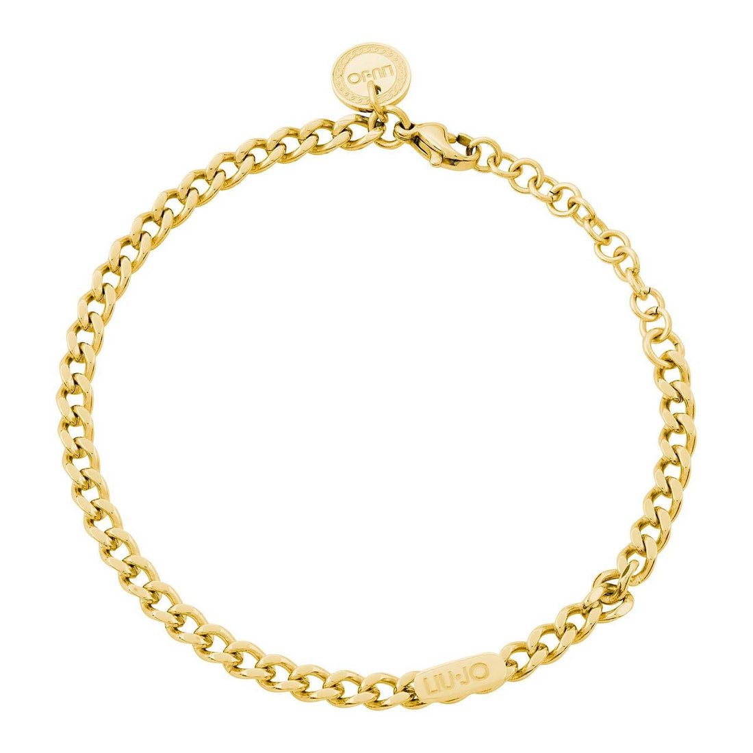 Bracciale Donna Liu Jo Acciaio Dorato Catena Maglia Groumette Targhetta LJ1809