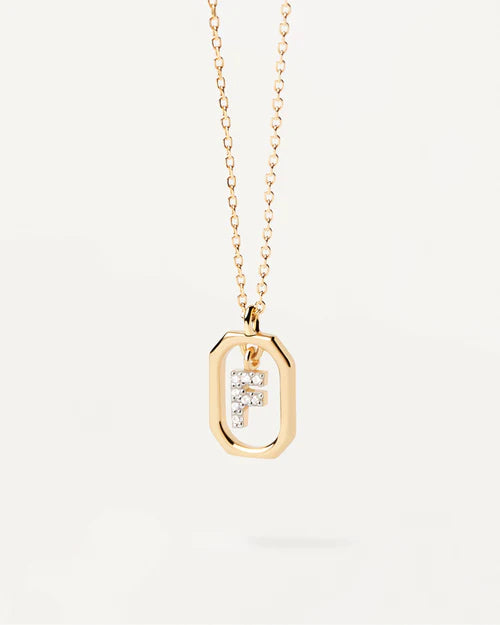 Collana Donna PDPaola Argento 925 Dorato Mini Iniziale F Zirconi CO01-517-U