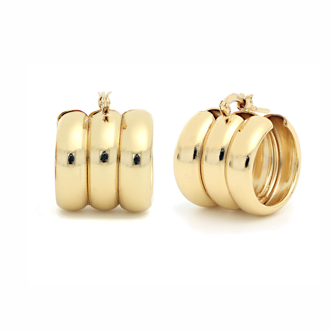 Orecchini Donna Unoaerre Bronzo Dorato Cerchio A Tre Fasce 512228