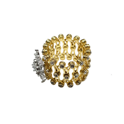 Anello-Bracciale Donna Re Mida Argento Dorato Estendibile Zirconi Fascia-1