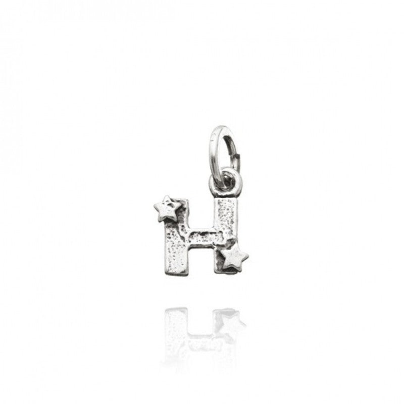 Charm Donna Giovanni Raspini Argento 925 Iniziale H Con Due Stelle Fatto A Mano 06658