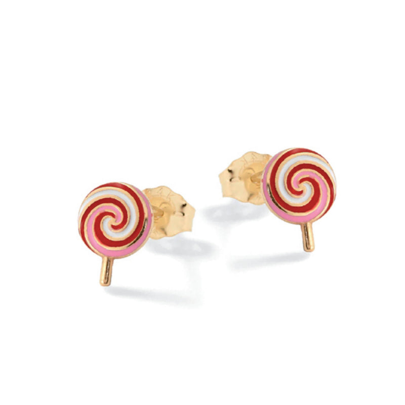 Orecchini Bambina Nanàn Argento Dorato 925 Lecca Lecca Smalto Rosa NAN0492