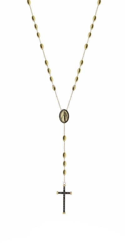 Collana Uomo Liu Jo Acciaio Gold Croce Zirconi Neri MLJ655