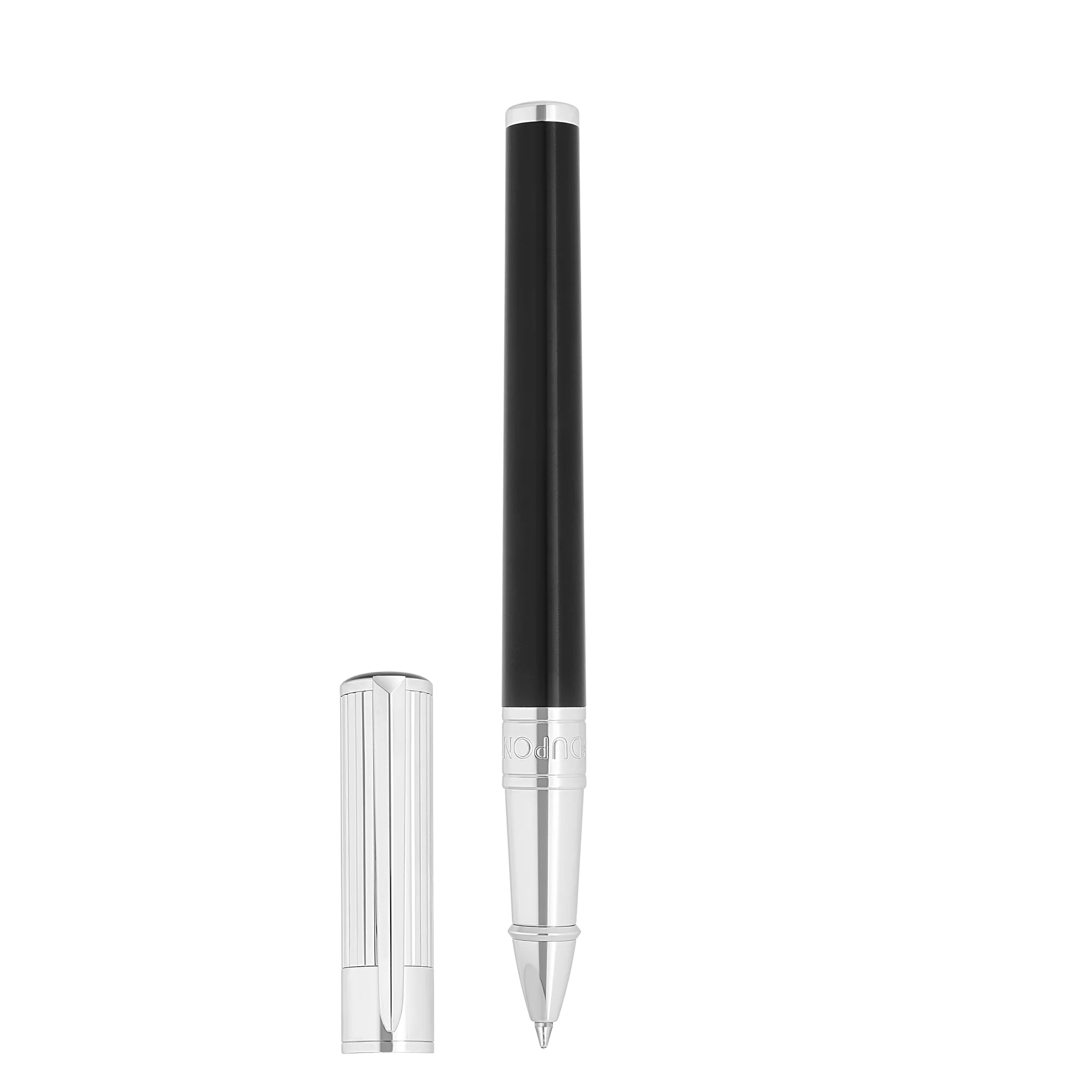 Penna Uomo Dupont Roller Biro Lucido Acciaio Lacca Nera 272201
