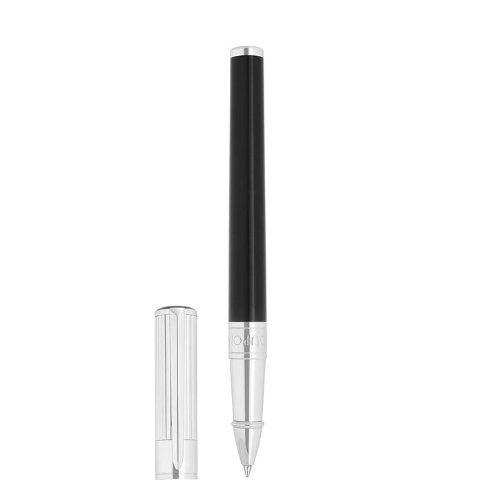 Penna Uomo Dupont Roller Biro Lucido Acciaio Lacca Nera 272201