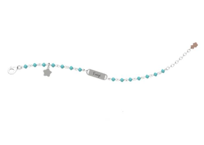 Bracciale Bambino Nanàn Argento 925 Perle Celeste Stellina NAN0298