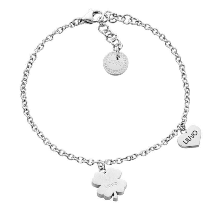 Bracciale Donna Liu Jo Acciaio Catena Maglia Rollò Quadrifoglio Liscio LJ2107