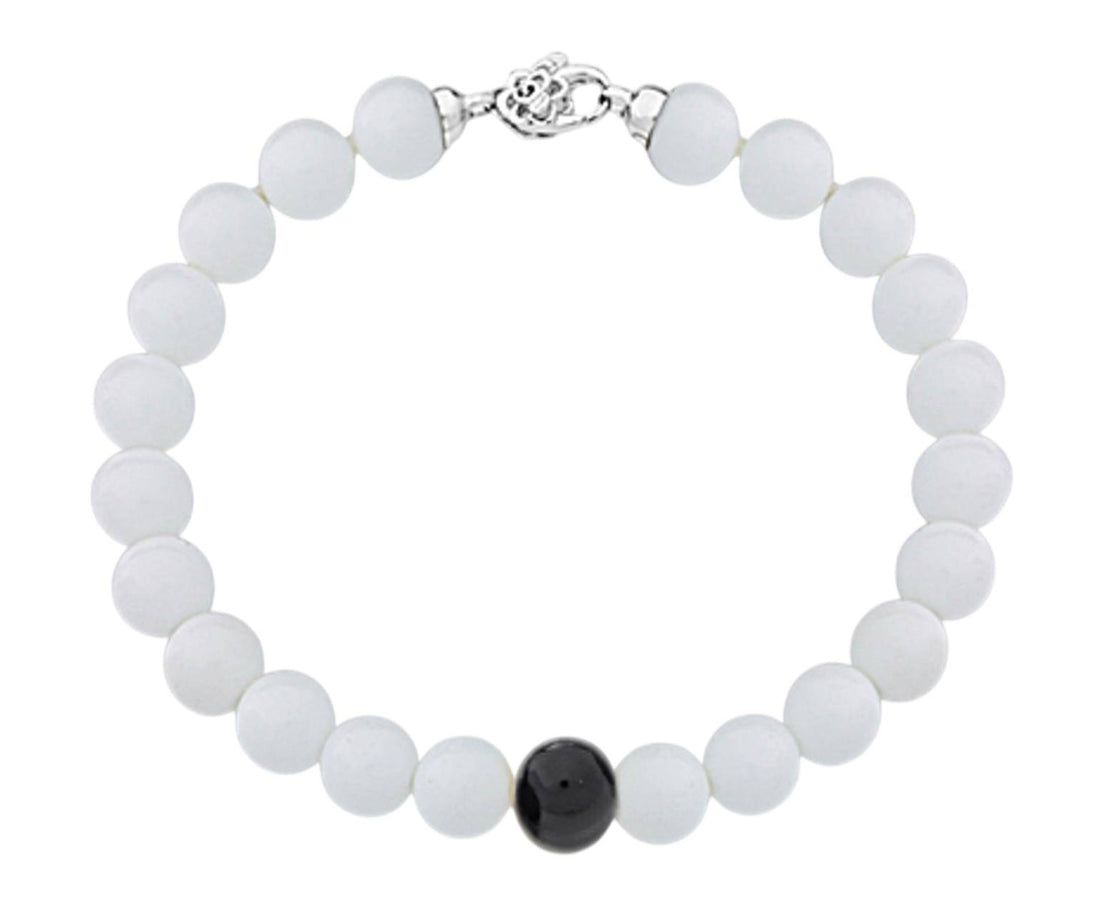 Bracciale Donna Mikiko Argento Onice Nero Agata Bianca MB7364A4AGATA012