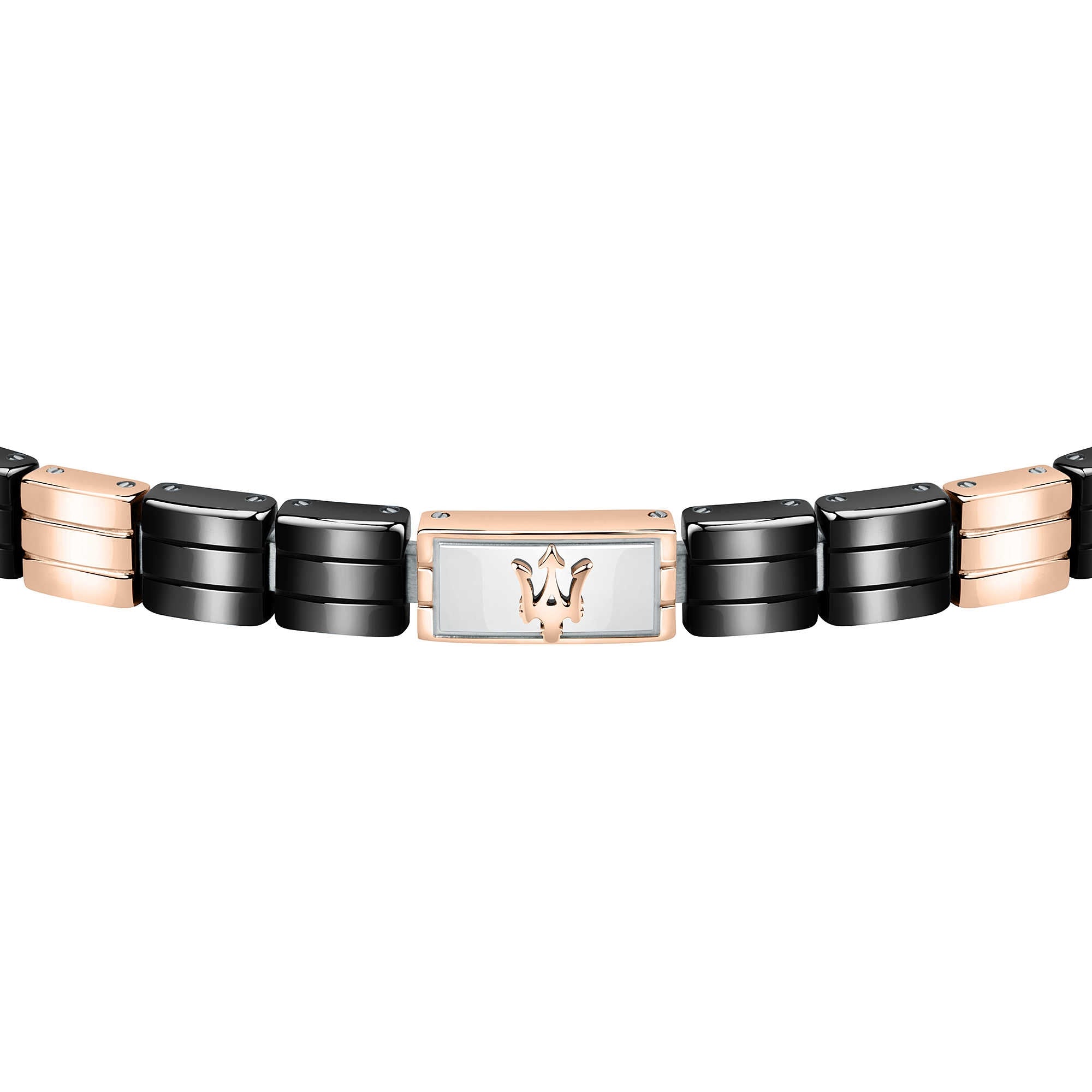 Bracciale Uomo Maserati ceramica acciaio rosè e Bianco e pvd nero JM221ATZ05