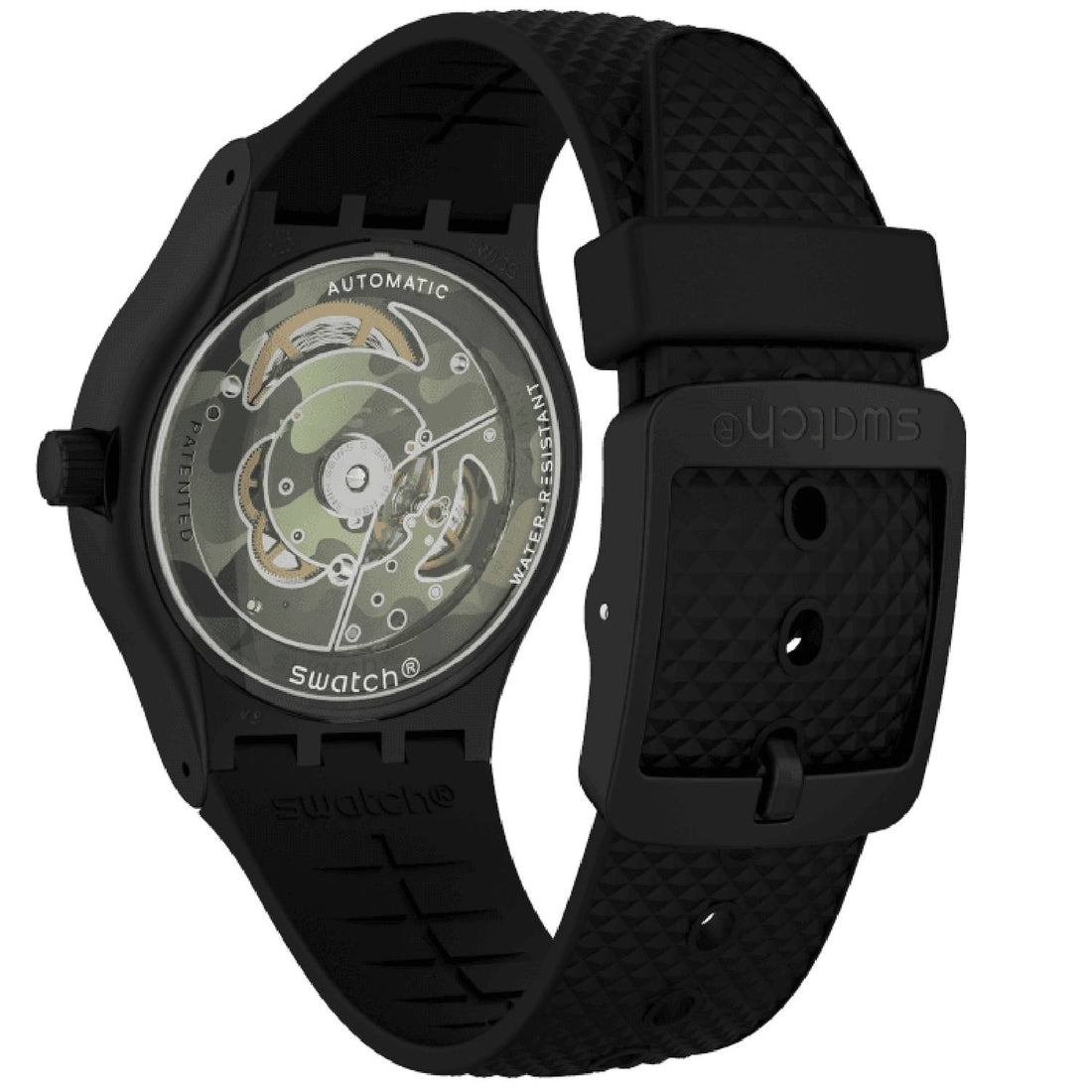 Orologio Uomo Gomma Resina Swatch Automatico Sistem Kamu Nero Bianco SUTB407