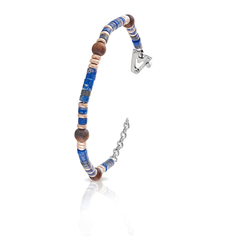 Bracciale in argento 925% Aulite, Palissandro sulla chiusura diamante nero ct 0,01