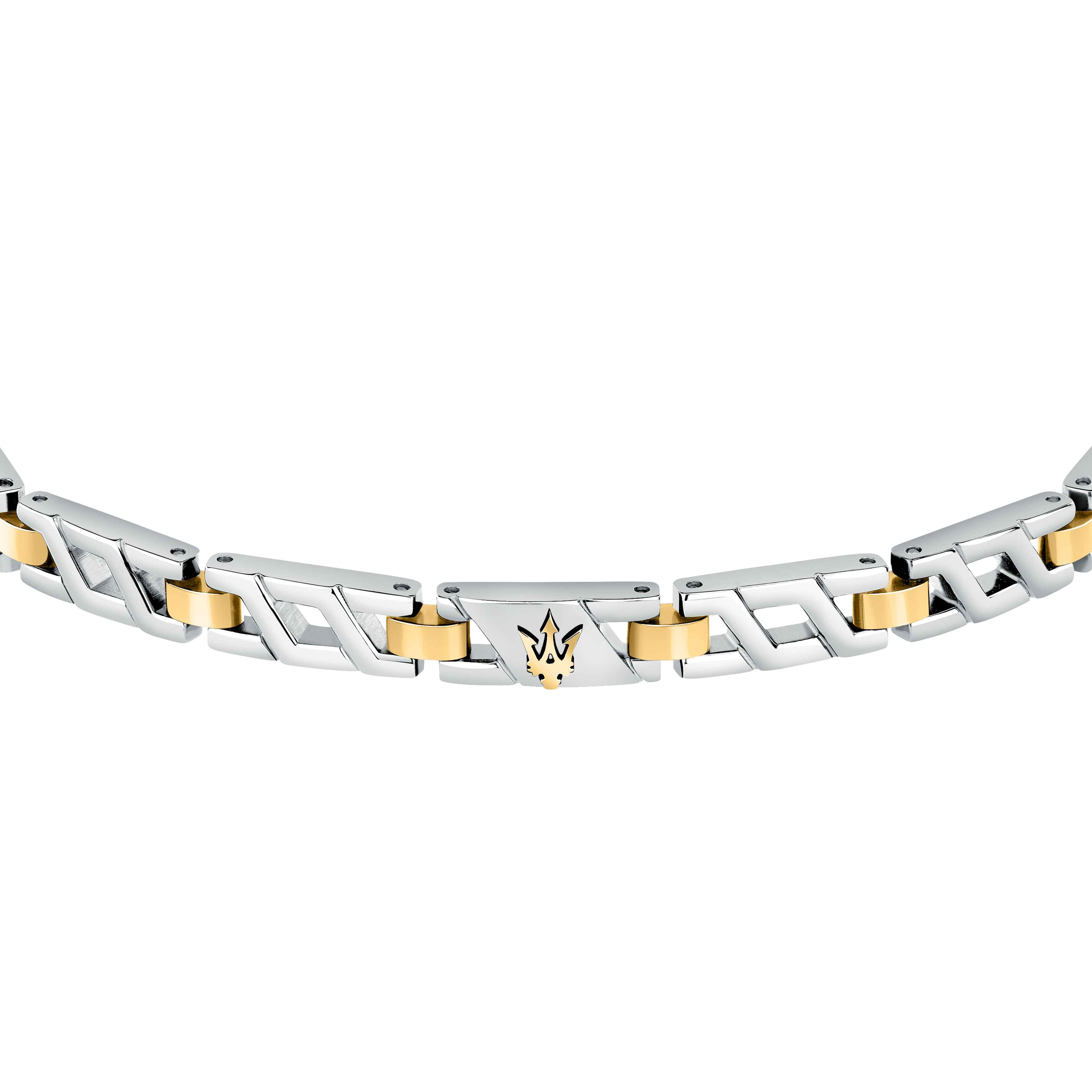 Bracciale Uomo Maserati Acciaio Bicolore Oro Logo Tridente JM124AVD38