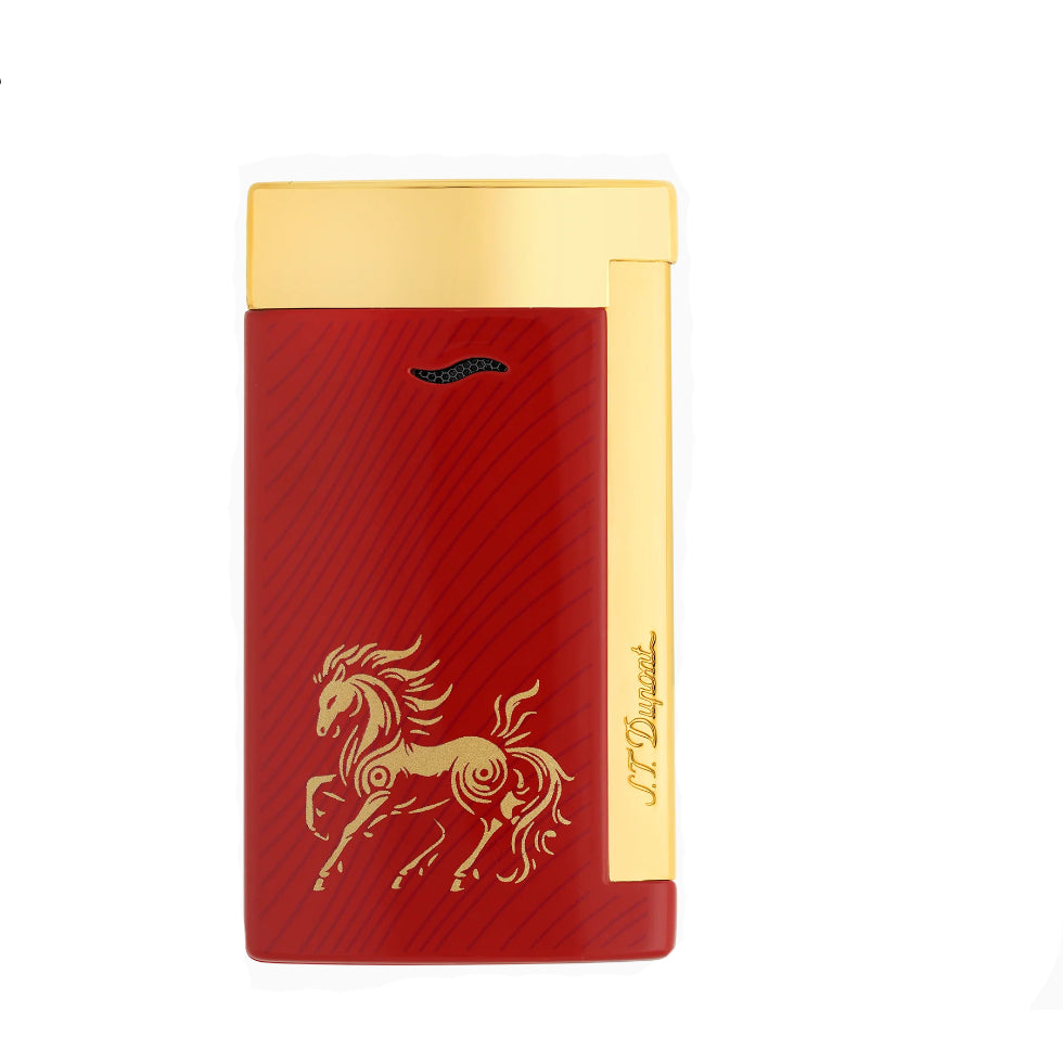 Accendino Uomo Dupont Slim7 Acciaio Oro Lucido Rosso 027080