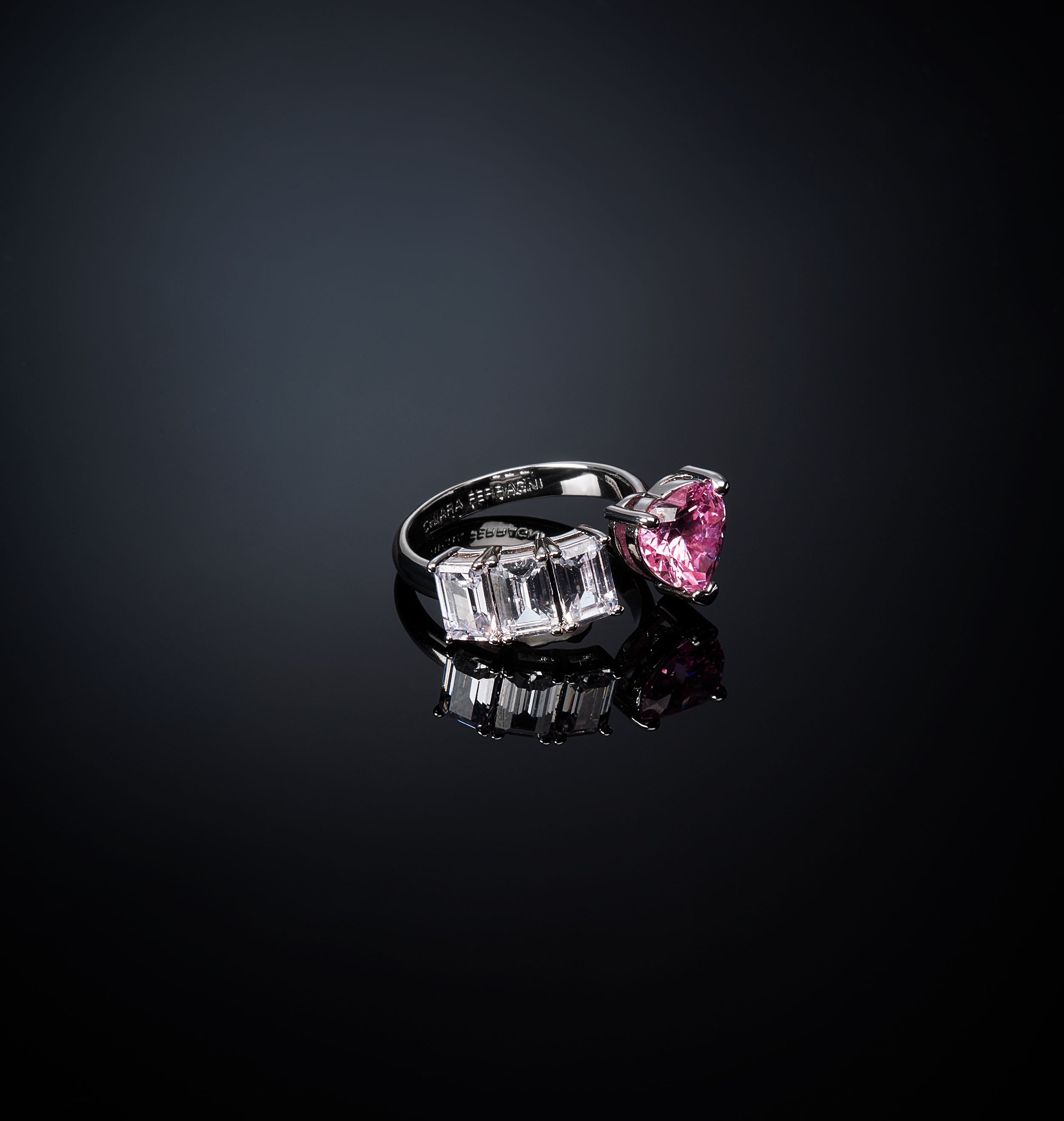 Anello Donna Chiara Ferragni Cuore Zircone Rosa Zirconi e Bianchi