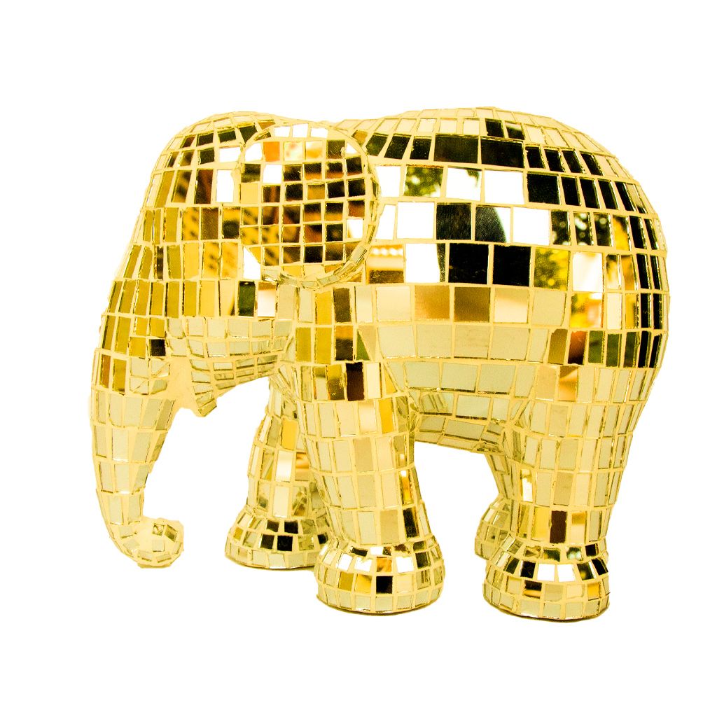 Scultura Elefante Onlylux Disco Gold Lavorazione Stroboscopica oro 15cm 8858831264243