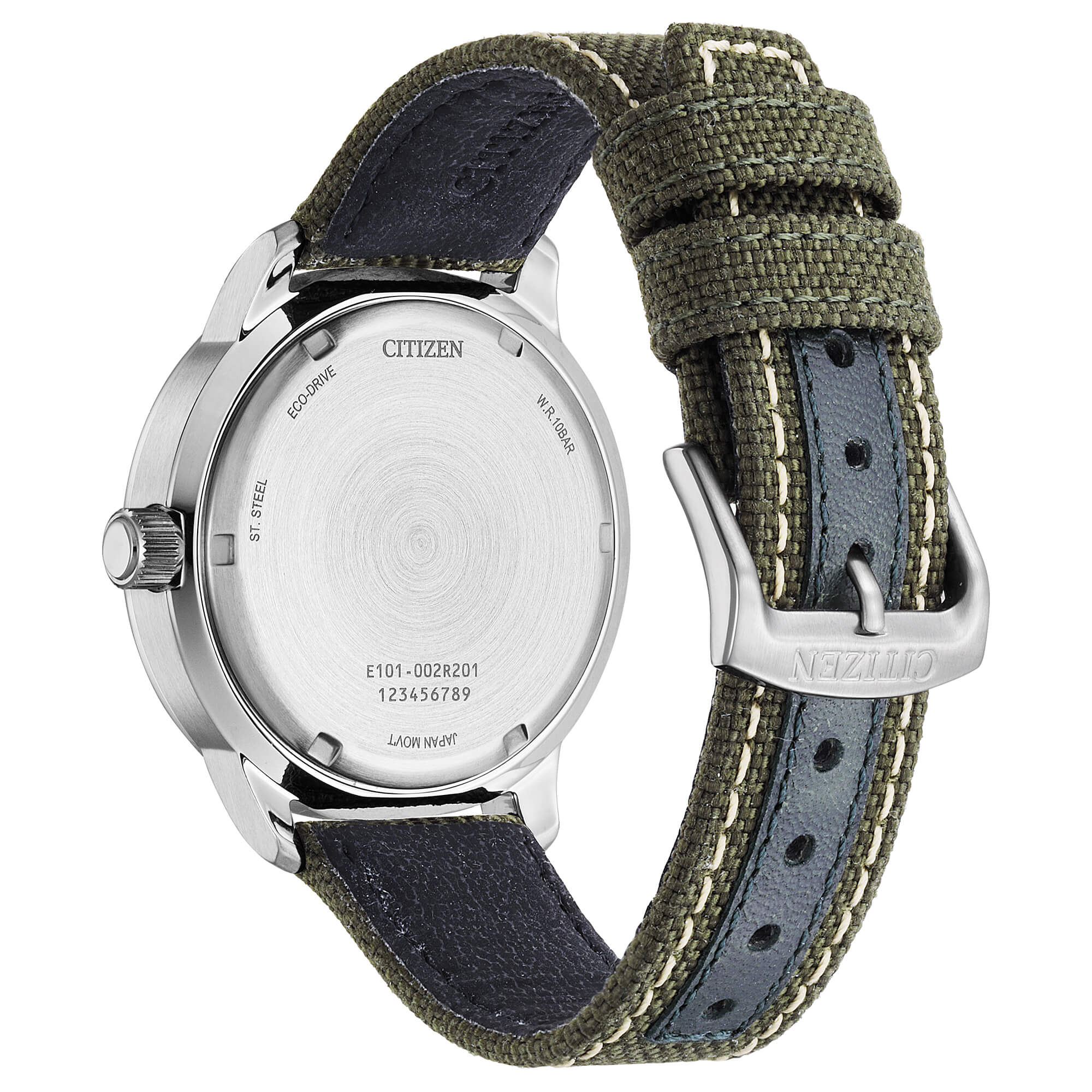 Orologio Uomo Citizen Eco Drive Solo Tempo Doppia Data Acciaio Cordura BM8590-10E