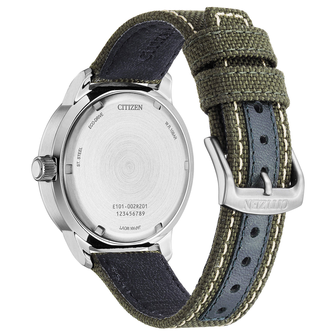 Orologio Uomo Citizen Eco Drive Solo Tempo Doppia Data Acciaio Cordura BM8590-10E