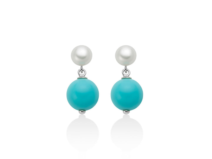 Orecchini Donna Miluna Argento 925 Perla Agglomerato Turchese PER2818