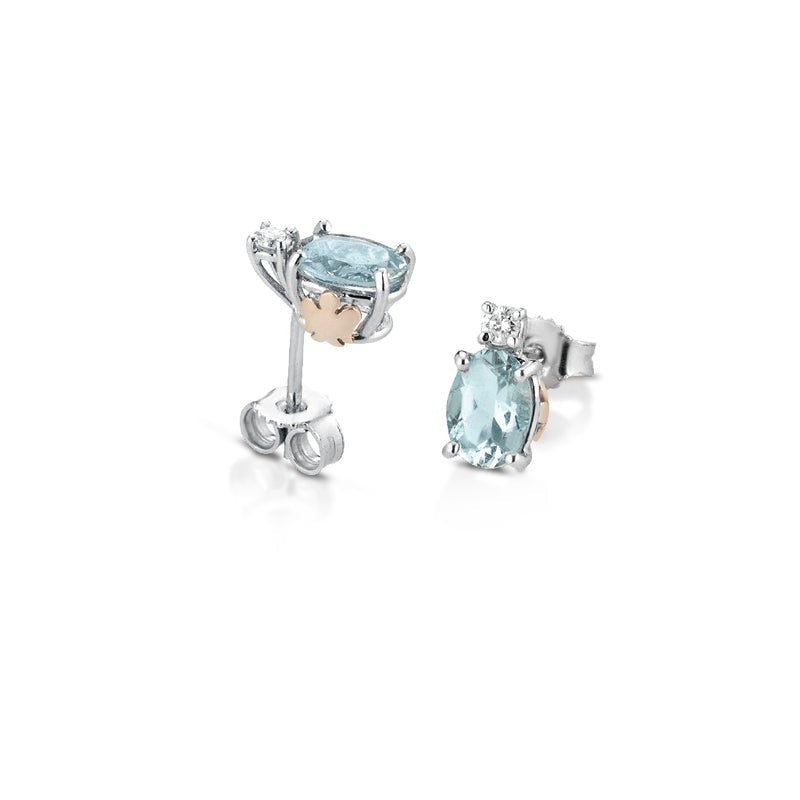 Orecchini Donna Roberto Giannotti Oro 9 KT Punto Luce Diamanti Acquamarina LUXAM02