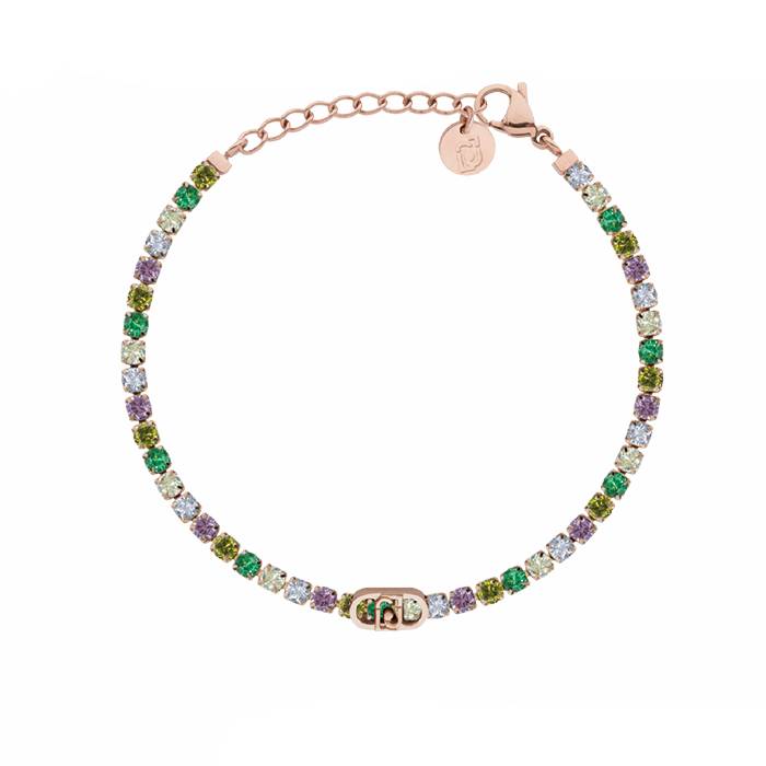 Bracciale Donna Liu Jo Acciaio Tennis Zirconi Verdi Multicolor LJ3220