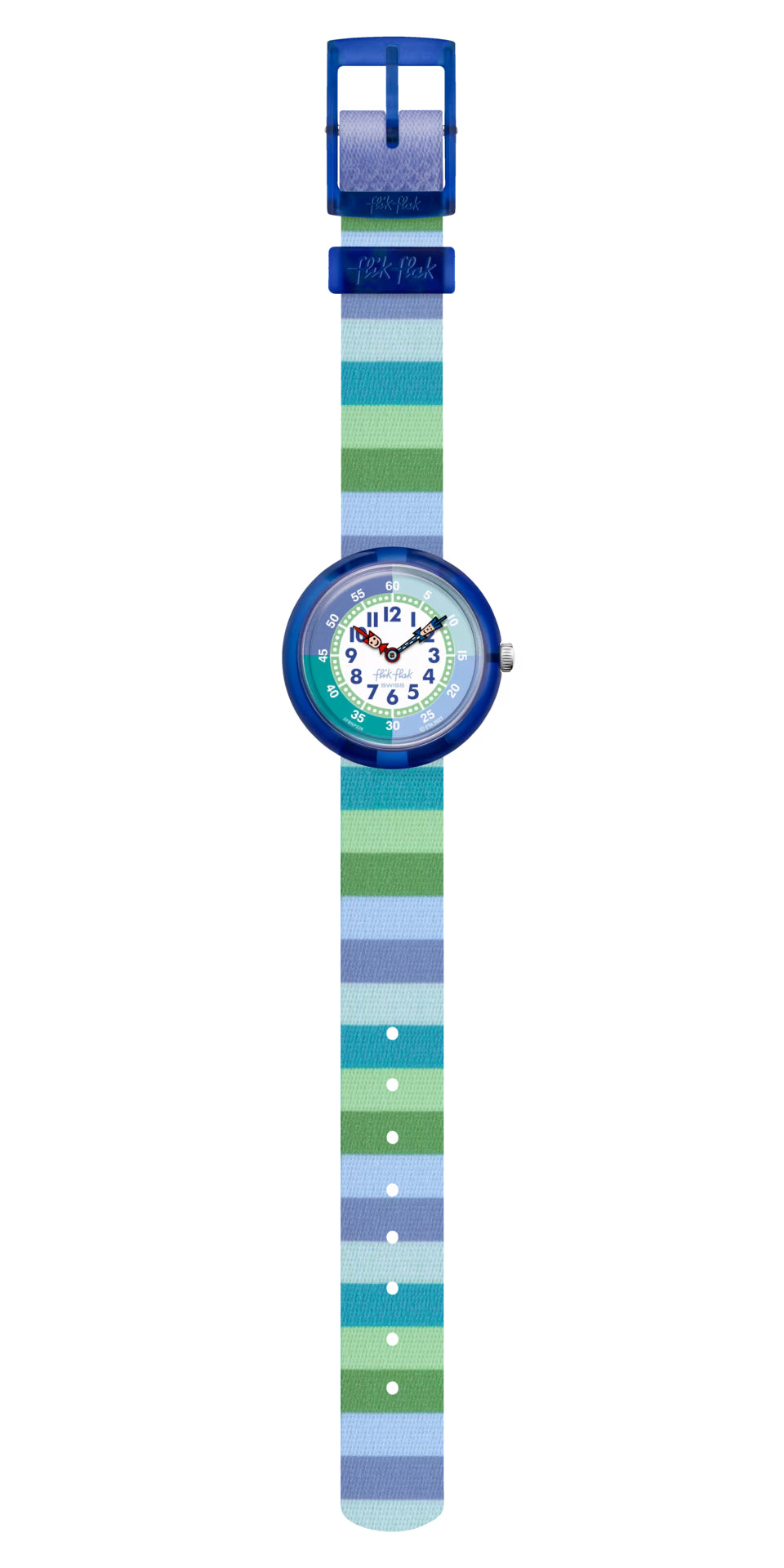 Orologio Bambino Swatch Flik Flak Stripy Green Blu Verde ZFBNP226