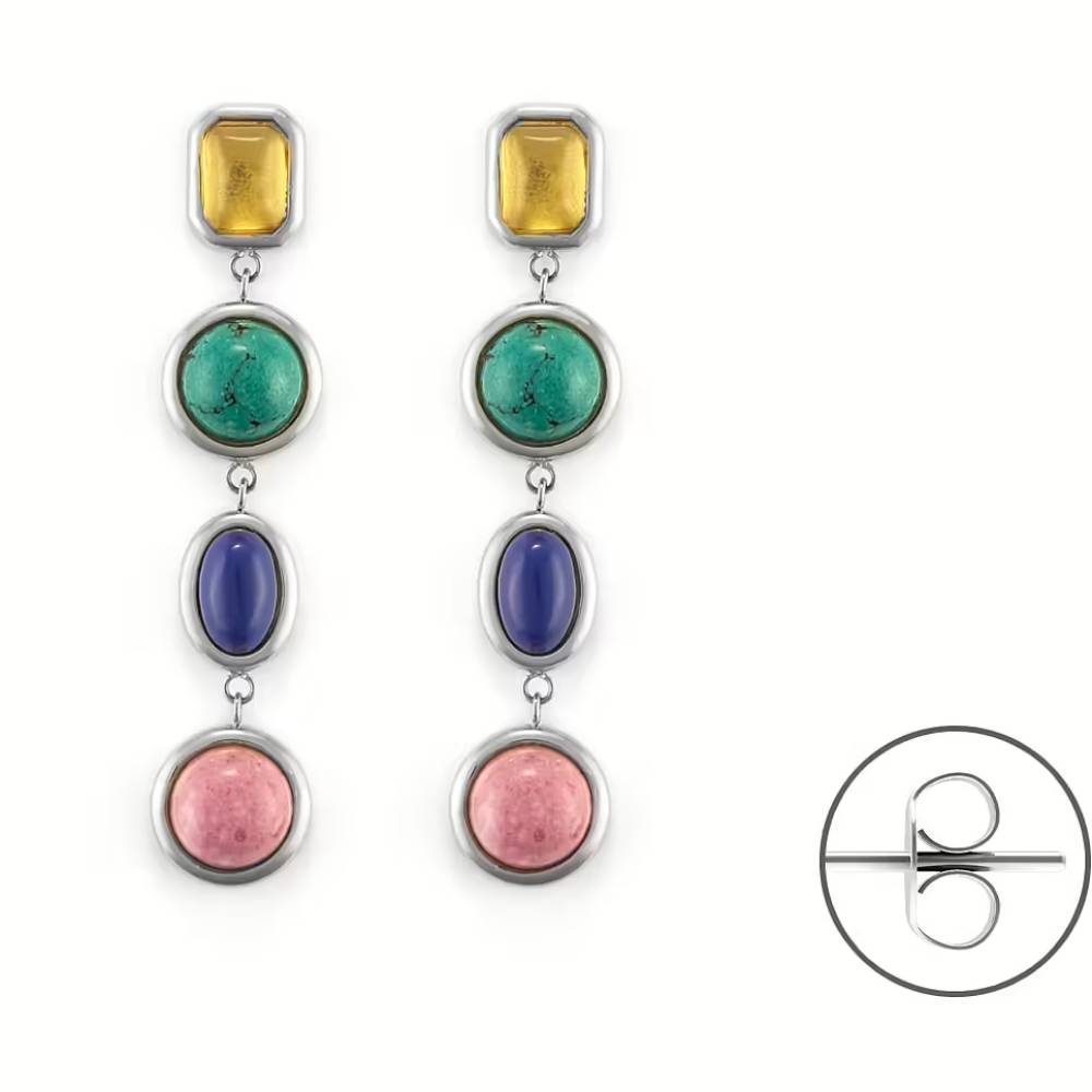 Orecchini Donna pendenti 4US Cesare Paciotti acciaio e pietre colorate 4UOR6500W