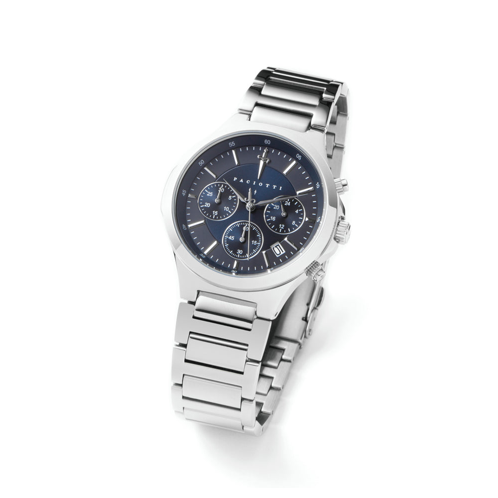 Orologio Uomo Cesare Paciotti Acciaio Quarzo Cronografo Data Spadini Blu TSCR213