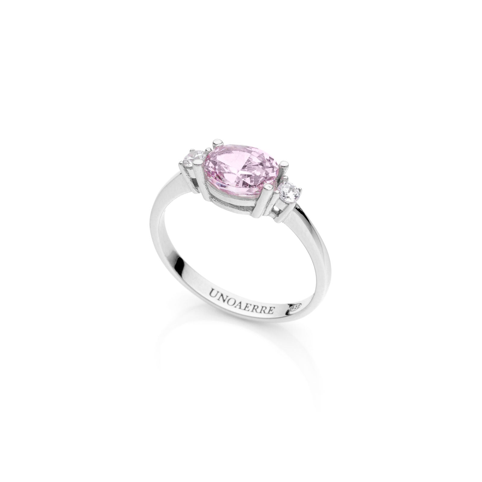 Anello Donna Unoaerre Argento 925 Bianco Con Pietra Rosa 533648