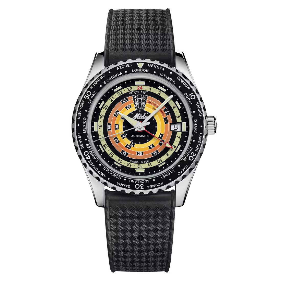 Orologio Uomo Mido Automatico GMT Ocean Star Decompression Data Nero M0268291705100