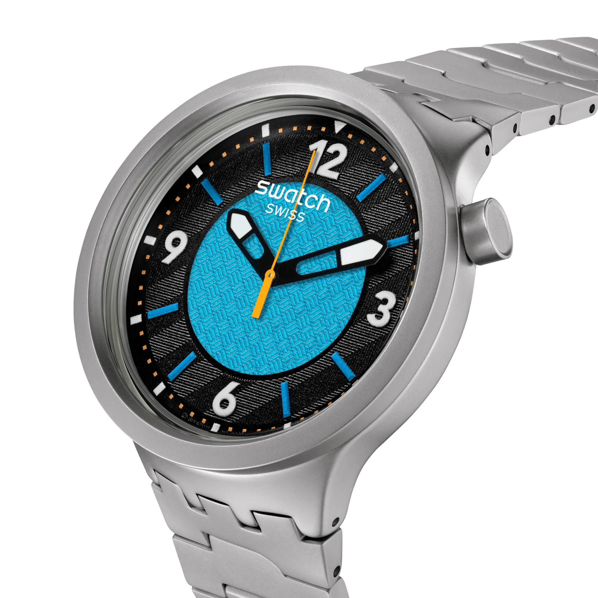 Orologio Unisex Swatch Acciaio Big Bold Frostbloom Azzurro Nero SB07S116G