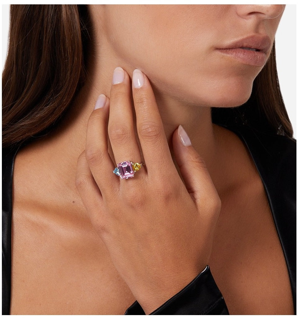 Anello Donna Chiara Ferragni Acciaio Zircone Rosa , Giallo e Acquamarina J19AVS06018