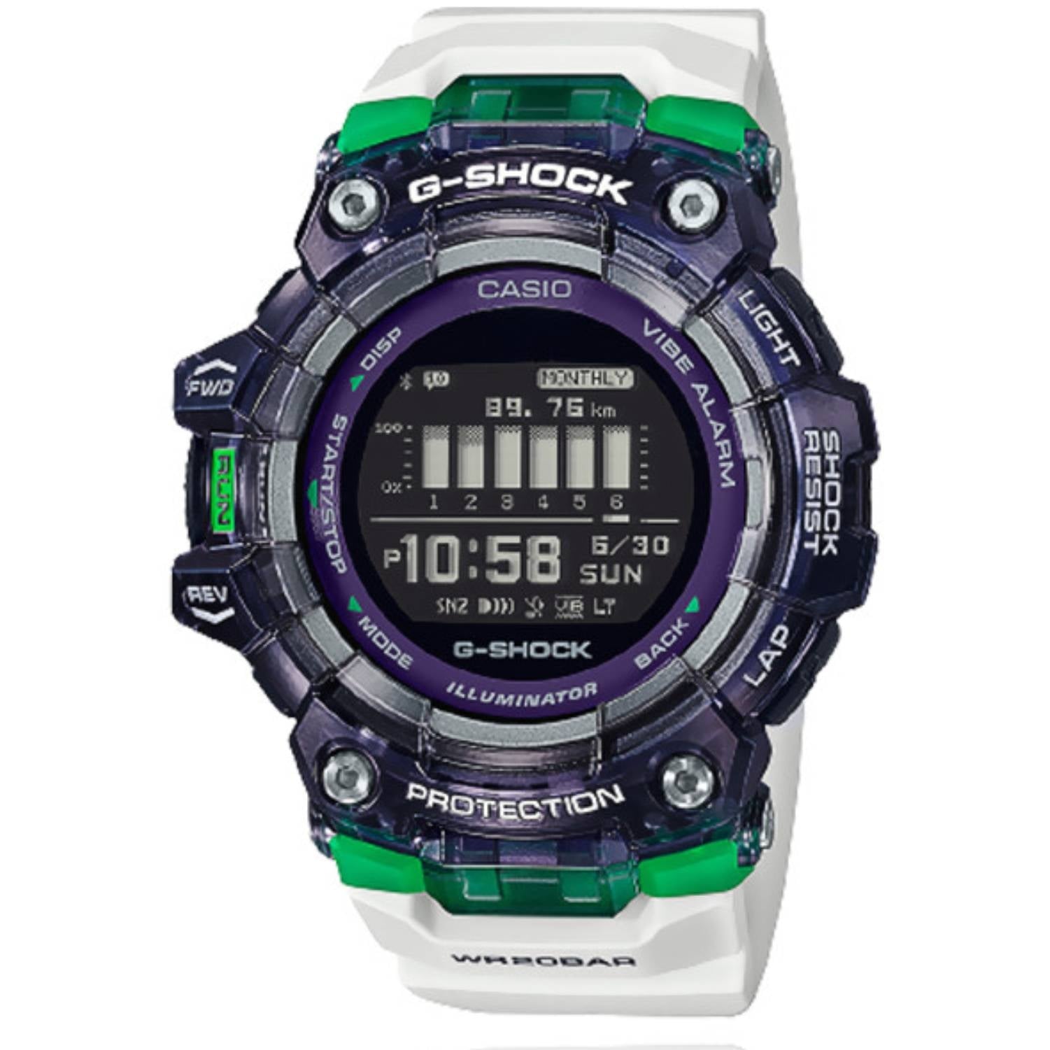 Orologio Uomo Casio G-Shock G-Squad GBD-100SM-1A7ER Digitale Verde Bianco Nero