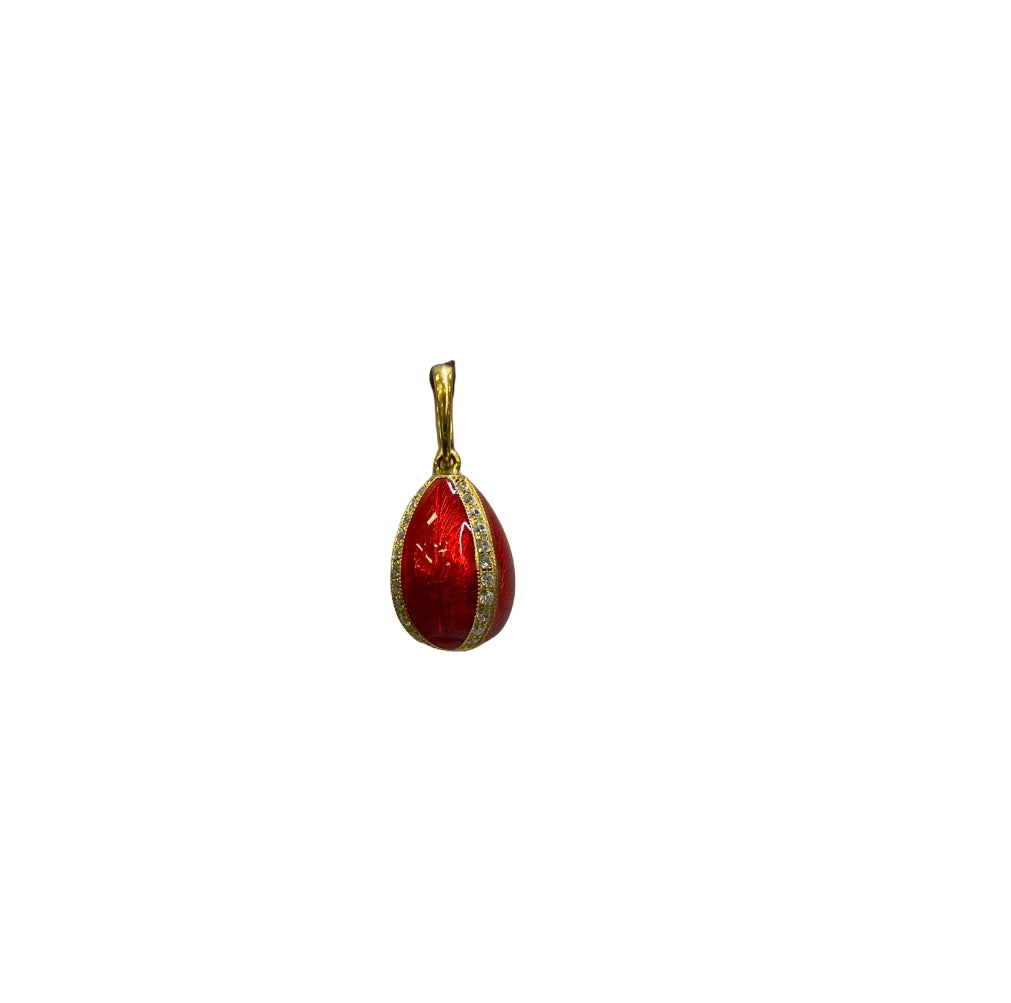 Ciondolo Donna Tsars Argento Dorato Smalto Rosso Zirconi Peter Carl 9R01R