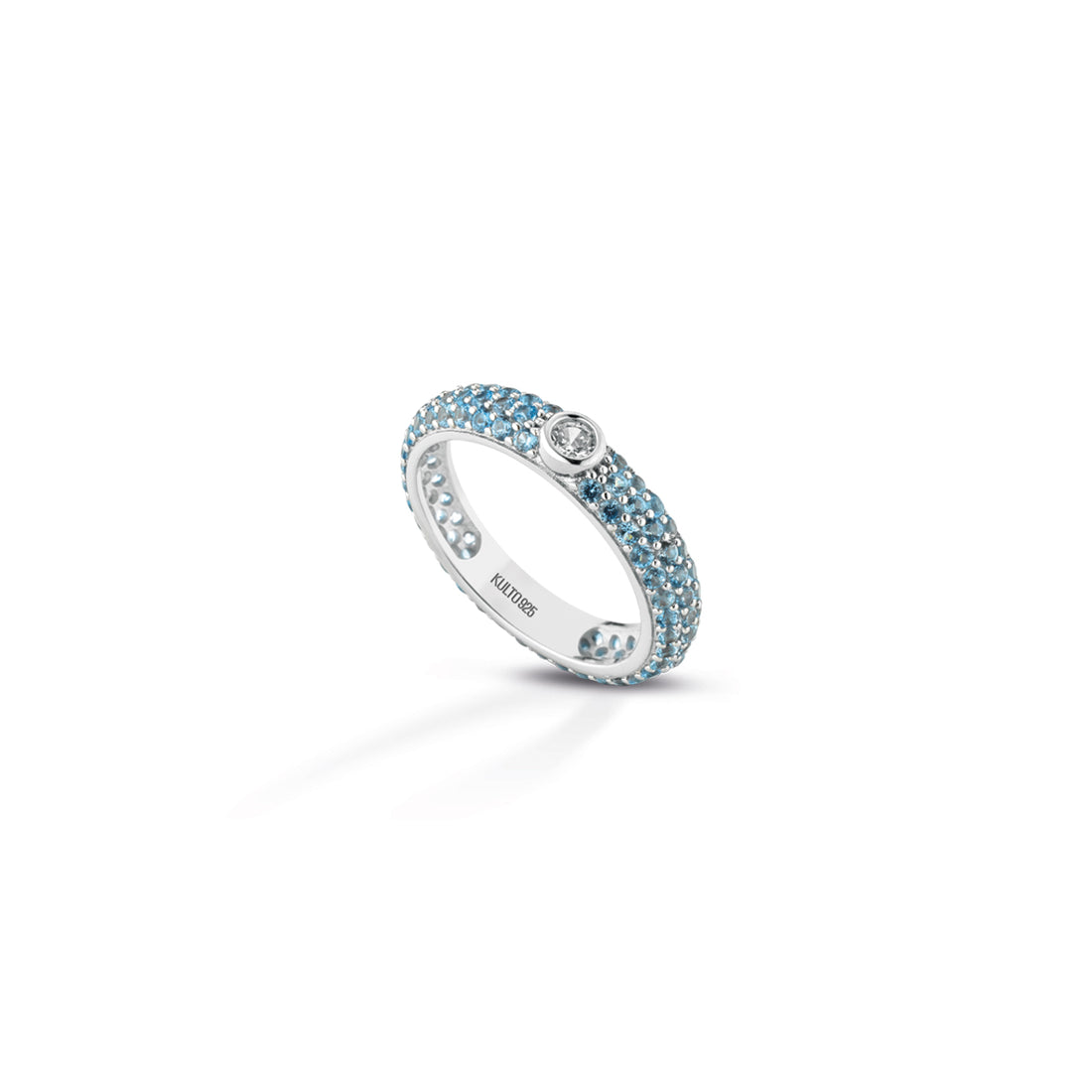 Anello Donna Kulto 925 Argento Pavè Zirconi Azzurri KR925-034-14