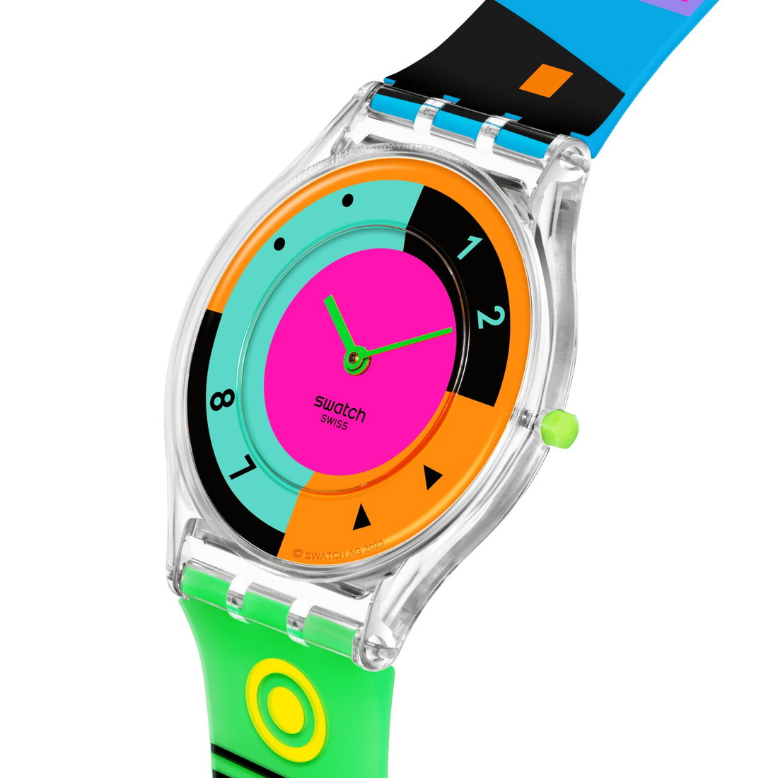 Orologio Donna Bambina Swatch Neon Hot Racer 1980 Skin SS08K119