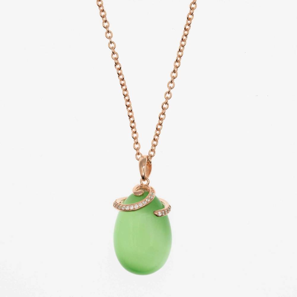 Collana Tsar in Argento con Occhio di Gatto verde e Zirconi – P1201GR