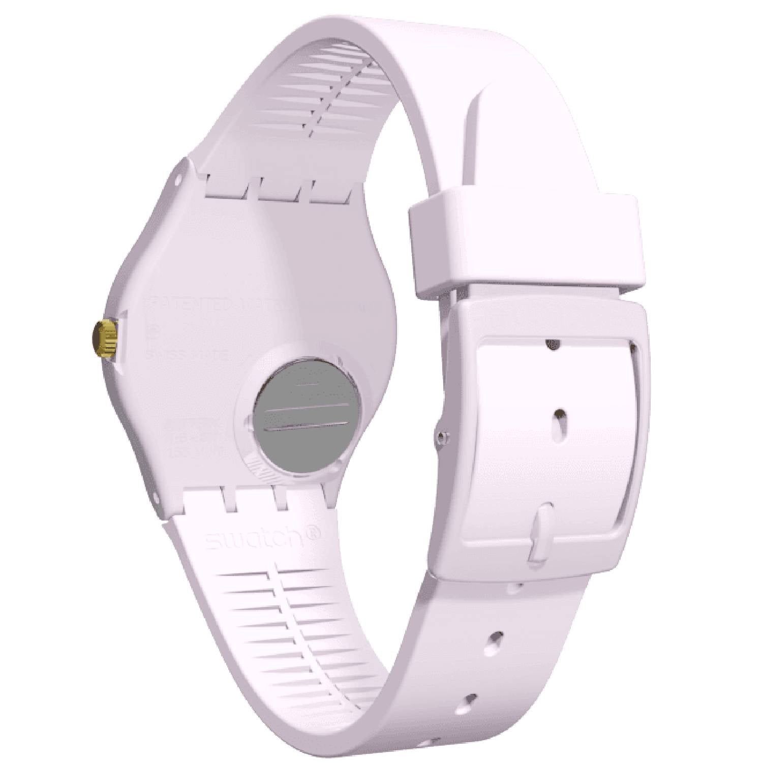 Orologio Donna Gomma Resina Swatch Quarzo Solo Tempo Rosa Guimauve Rosè GP148
