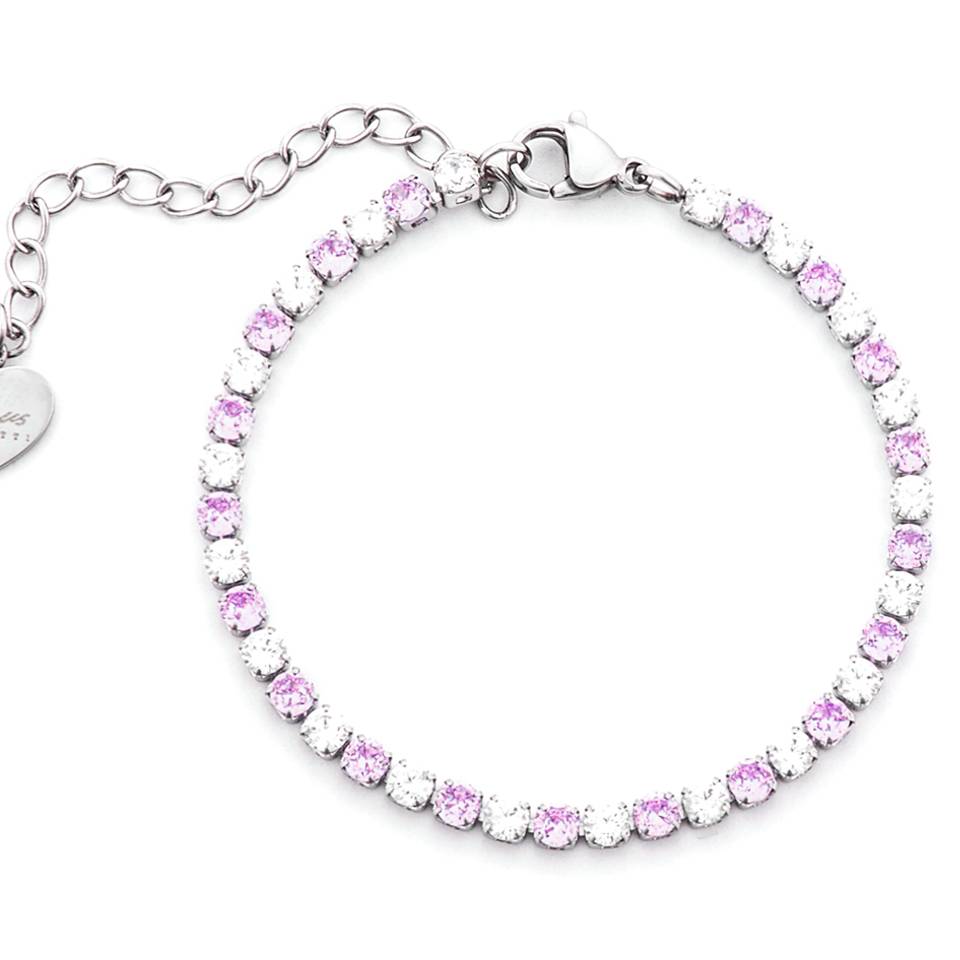 Bracciale Donna 4US Cesare Paciotti Bracciale Acciaio Tennis Zirconi bianchi e rosa 4UBR7430W