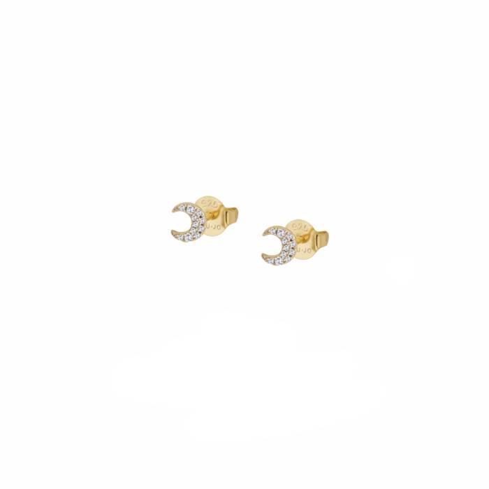 Orecchini Donna Liu Jo Argento 925 Dorato Luna Zirconi Bianchi ALJ317