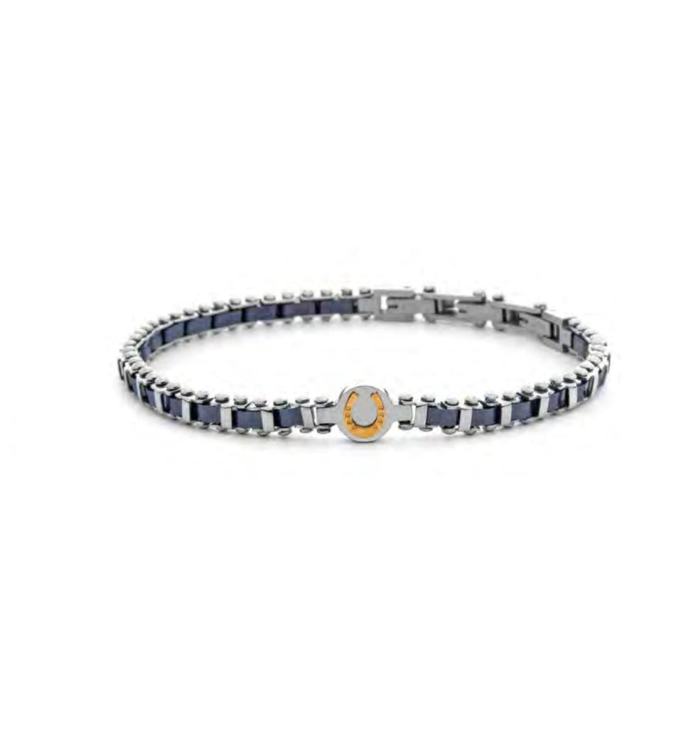 Bracciale Uomo 4US Cesare Paciotti Acciaio Ceramica Blu 4UBR8012